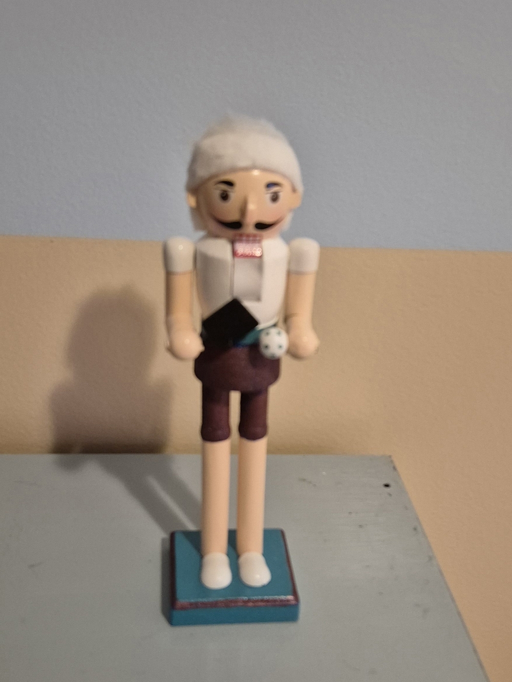 Pickleball Player Nutcracker Figurine in White, Purple, Teal